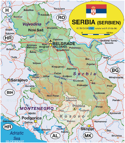 Map of Serbia and Serbia's northern Vojvodina Province.